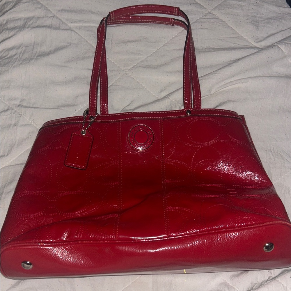 Coach Red Leather Shoulder Bag